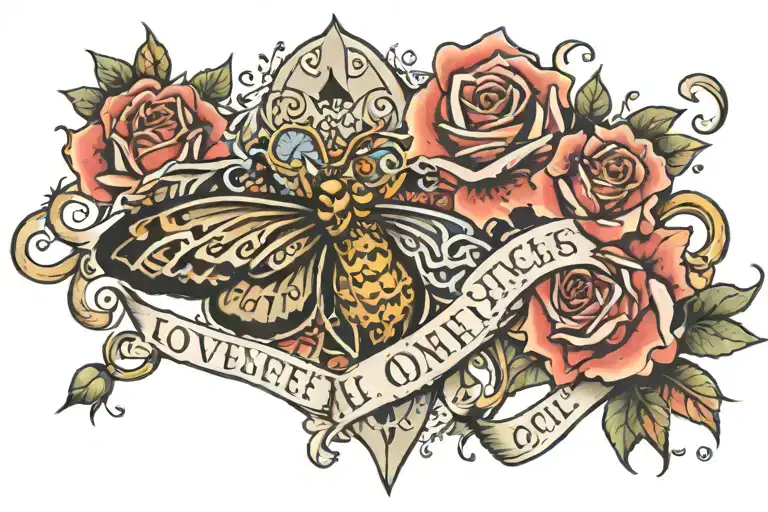love conquers all tattoo design idea