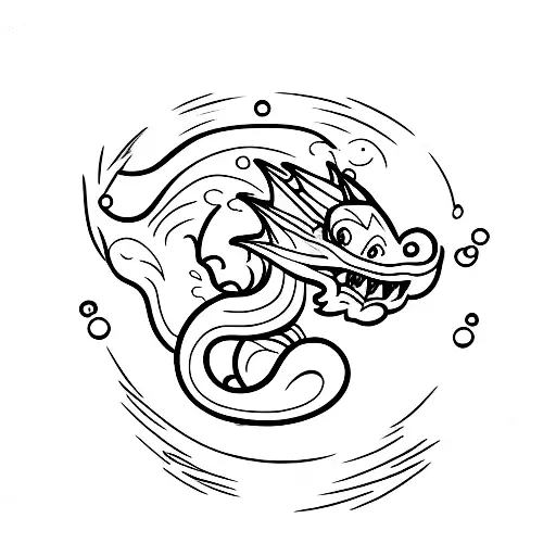 cute dragon with fireball tattoo design idea