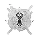 Three overlapping ankh symbols with elements of nature intertwined tattoo design idea