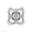 Three overlapping ankh symbols with elements of nature intertwined tattoo design idea