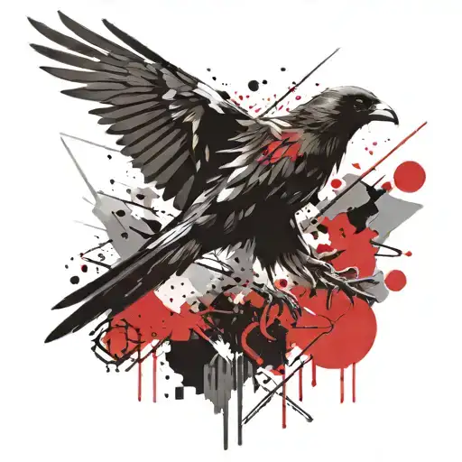 crow hunting a dove tattoo design idea