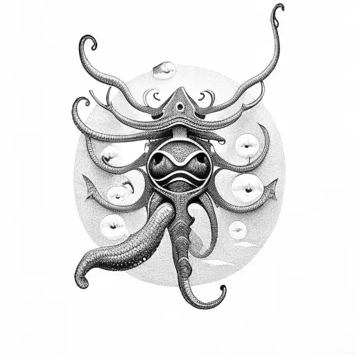 sea creatures tattoo design idea