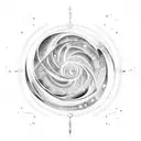 A celestial Fibonacci spiral connecting the moon, stars, and constellations tattoo design idea