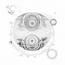 A celestial Fibonacci spiral connecting the moon, stars, and constellations tattoo design idea