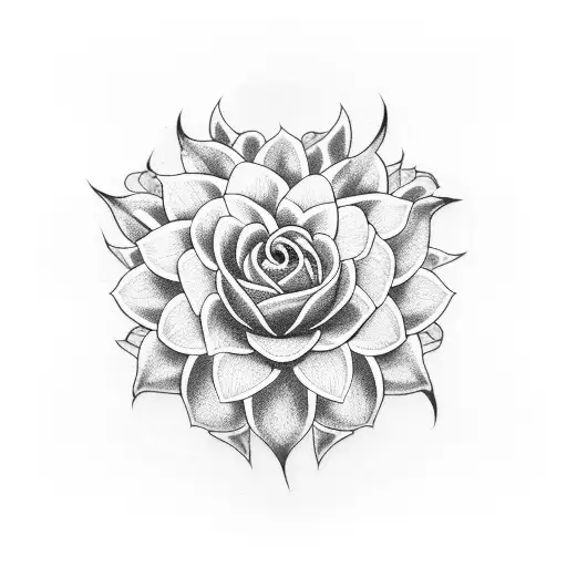 Black Dahlia flower with a snake intertwined tattoo design idea