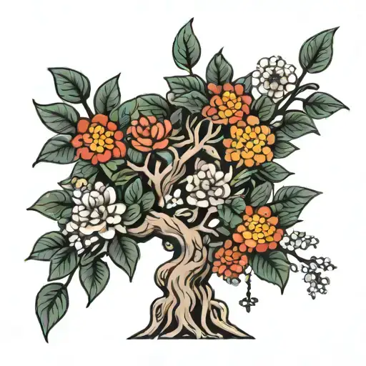 money tree growing tattoo design idea