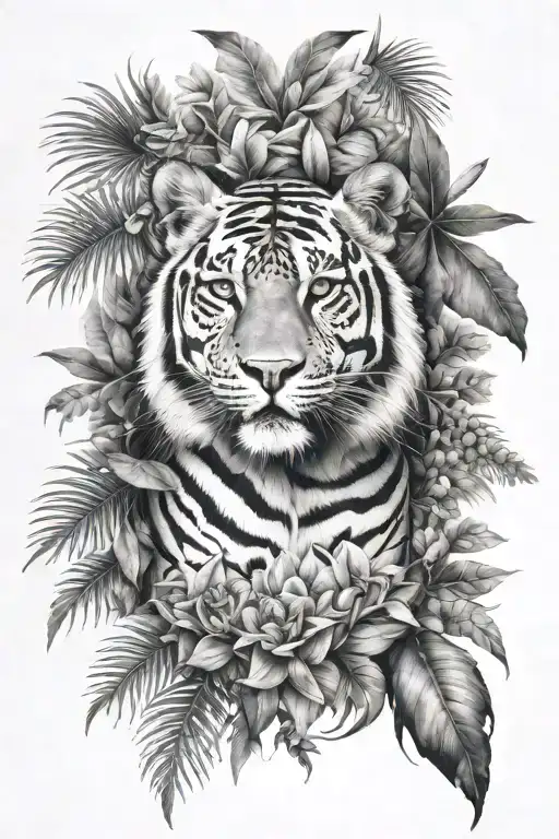 tropical animals hidden within tattoo design idea