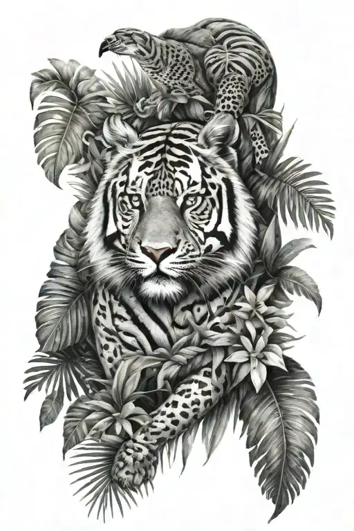 tropical animals hidden within tattoo design idea