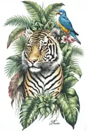 tropical animals hidden within tattoo design idea
