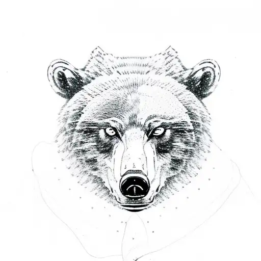 bear with Wolf  tattoo design idea