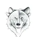 bear with Wolf  tattoo design idea