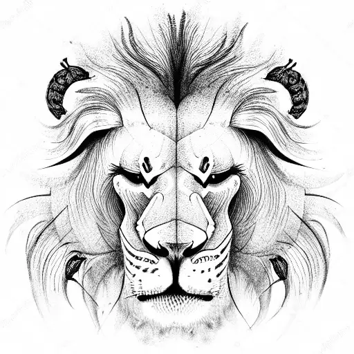 lion snake tattoo design idea