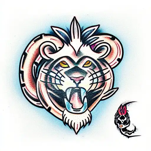 lion snake tattoo design idea