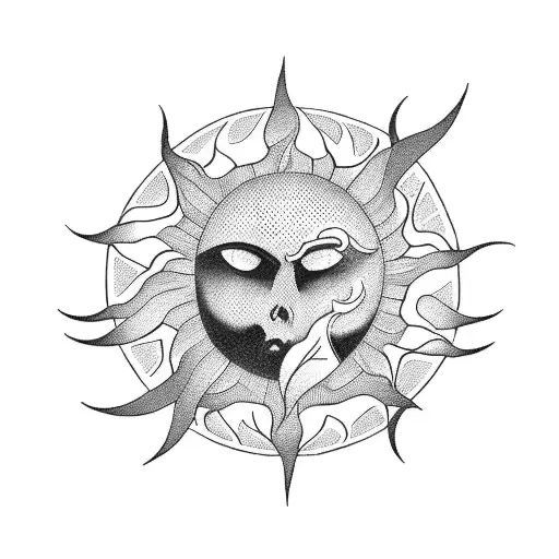 Sun with band tattoo design idea