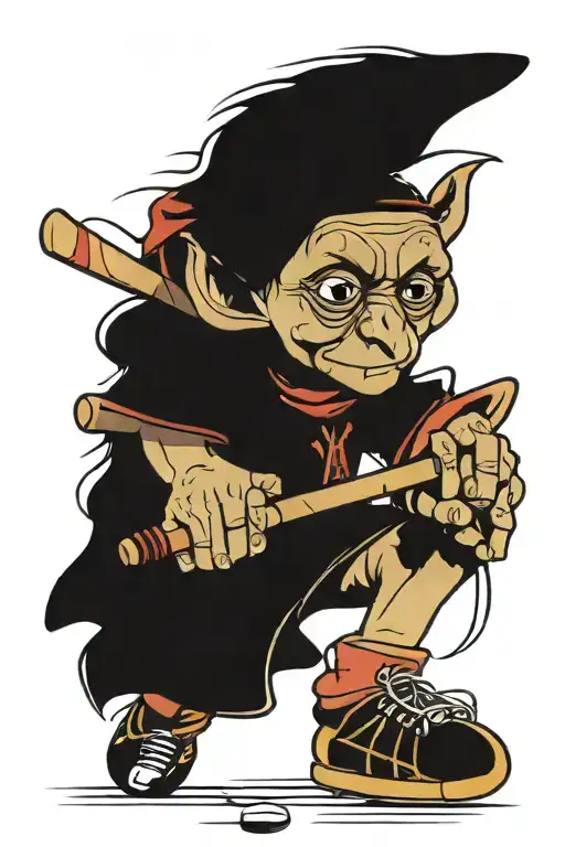 dobby playing hockey tattoo design idea