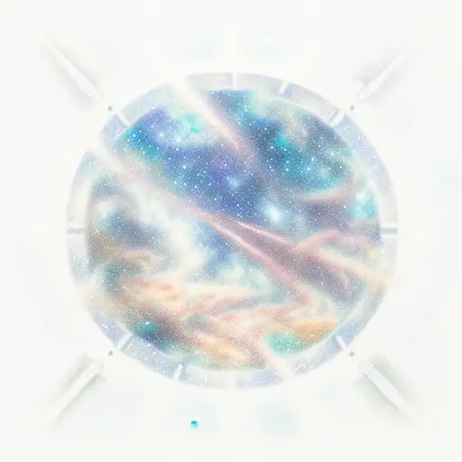 A spaceship sailing through a galaxy-filled sky above a serene island tattoo design idea