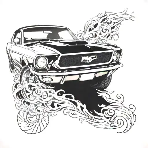 1968 mustang car tattoo design idea