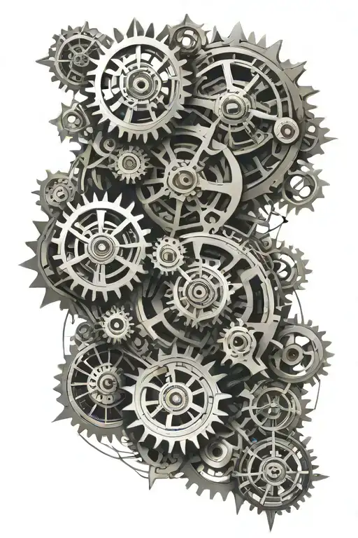 bio mechanical gear tattoo design idea