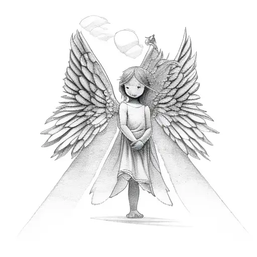 An angel protecting their child tattoo design idea
