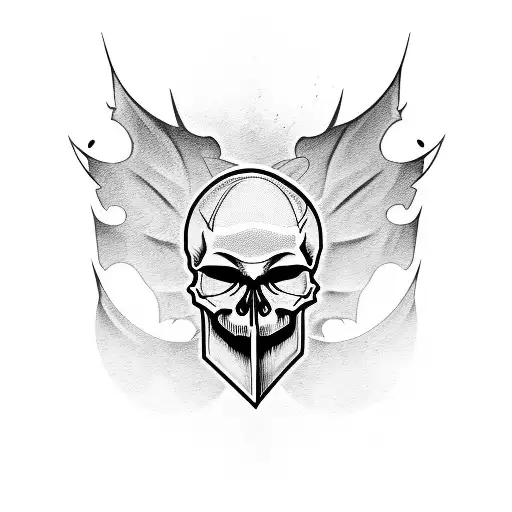 crying skull with bat wings tattoo design idea