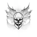 crying skull with bat wings tattoo design idea