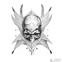 crying skull with bat wings tattoo design idea