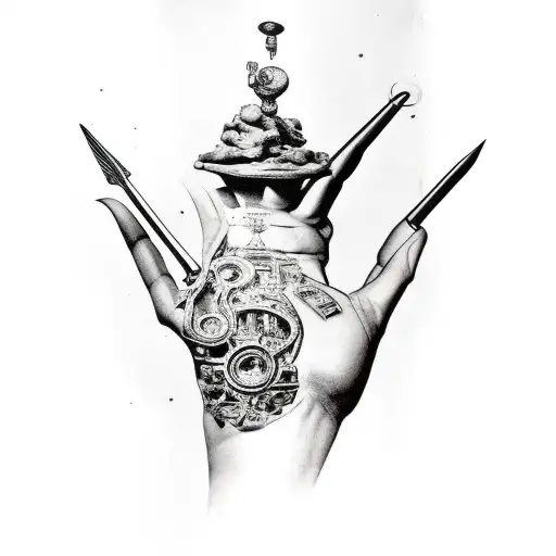 salvador dali arm colored tattoo tattoo design idea