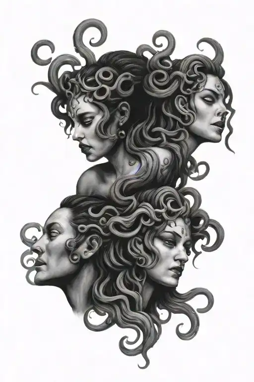 see no evil hear no evil speak no evil medusa tattoo design idea