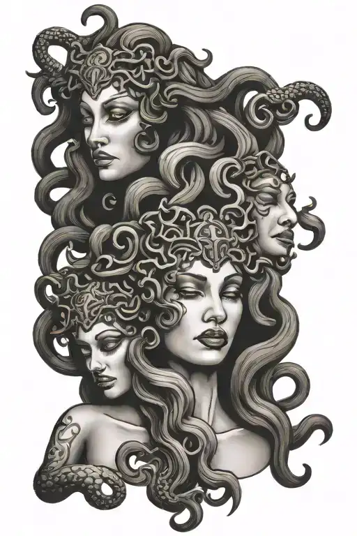 Medusa see no evil hear no evil speak no evil tattoo design idea