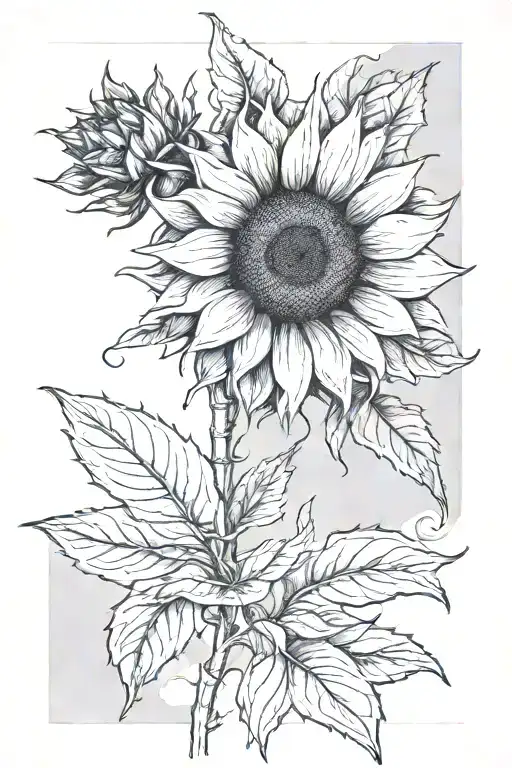 tiny single sunflower tattoo design idea