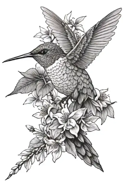 hummingbird with dogwood and mountain laurel tattoo design idea