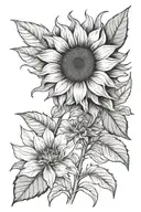 tiny single sunflower tattoo design idea