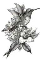 hummingbird with dogwood and mountain laurel tattoo design idea