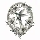 hummingbird and dogwood flowers tattoo design idea