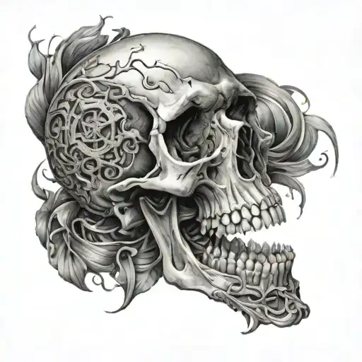 3d human full body skeleton  tattoo design idea