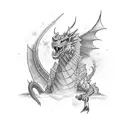 strength dragon with wise monk tattoo design idea