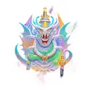 strength dragon with wise monk tattoo design idea