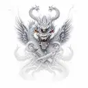 strength dragon with wise monk tattoo design idea