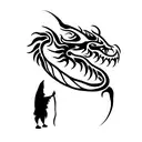 strength dragon with wise monk tattoo design idea