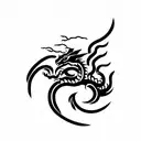 strength dragon with wise monk tattoo design idea