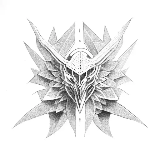 almost symmetric black wing tattoo design idea