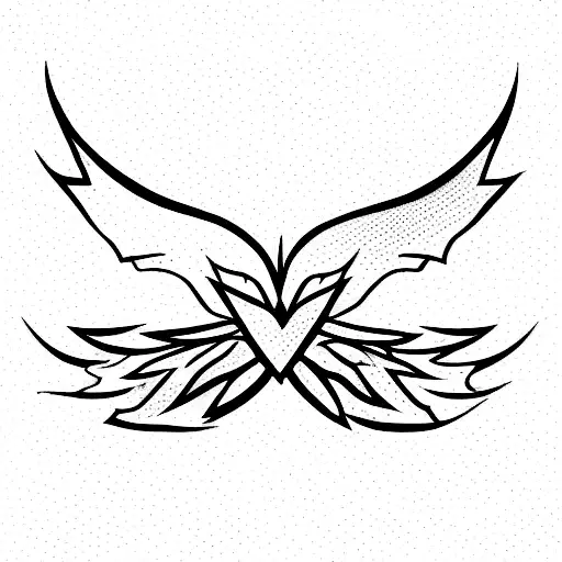 almost symmetric black wing tattoo design idea