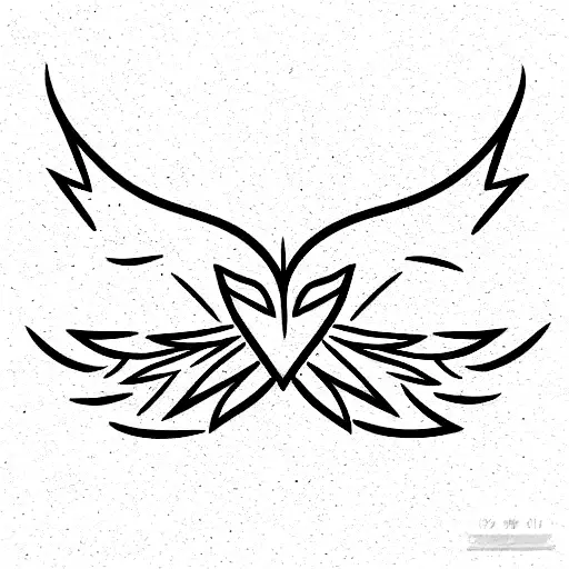 almost symmetric black wing tattoo design idea