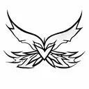 almost symmetric black wing tattoo design idea