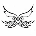almost symmetric black wing tattoo design idea