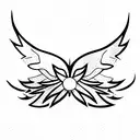 almost symmetric black wing tattoo design idea