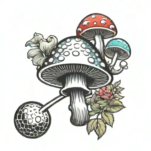 disco ball mushroom tattoo design idea