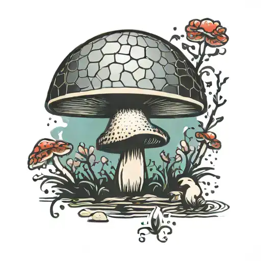 goose disco ball mushroom  tattoo design idea