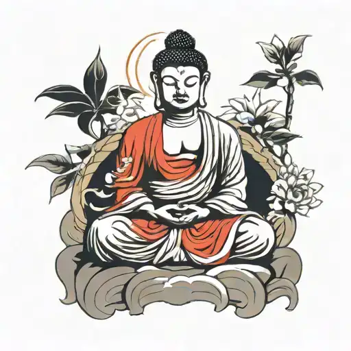 buddha sitting in meditation  tattoo design idea