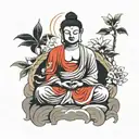buddha sitting in meditation  tattoo design idea